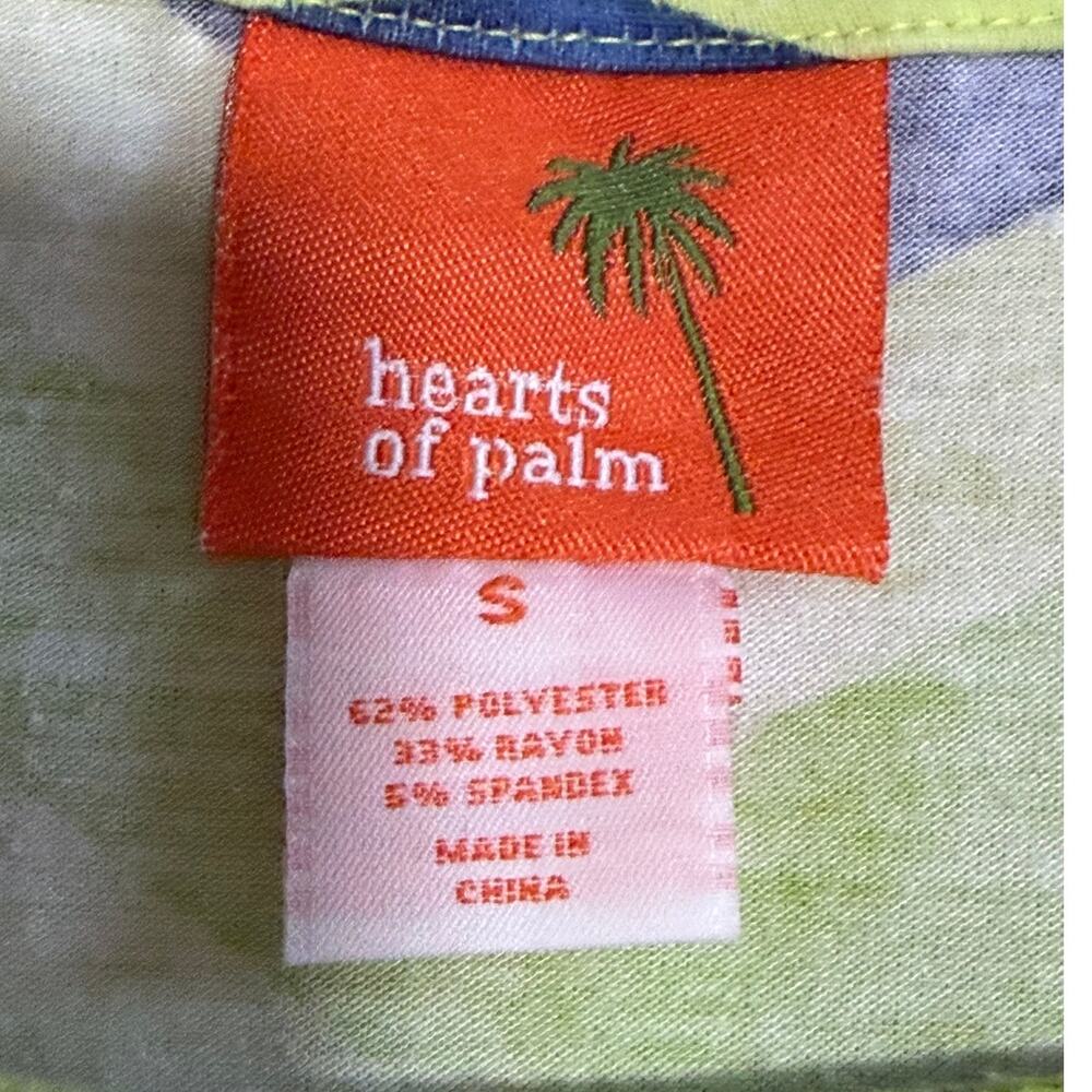 Hearts of Palm Small Green Embellished Chevron Striped Tie Front Tropical Shirt - Picture 8 of 9